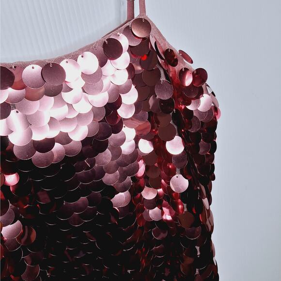 A New Day Big Sequin Slip Dress S Mini Party Prom Shift Paillette Swiftie HOCO - Picture 5 of 9